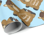 馬の赤ちゃんシャワーブルーボーイ ラッピングペーパー (ロールコーナー)