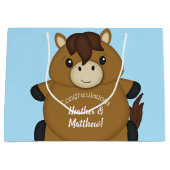 馬の赤ちゃんシャワーブルーボーイ ラージペーパーバッグ (正面)