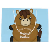 馬の赤ちゃんシャワーブルーボーイ ラージペーパーバッグ (裏面)