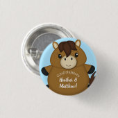 馬の赤ちゃんシャワーブルーボーイ 缶バッジ (正面&裏面)