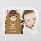 馬の赤ちゃんシャワー写真誕生のお知らせ 招待状 (正面)