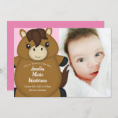 馬の赤ちゃんシャワー写真誕生のお知らせ 招待状 (正面/裏面)