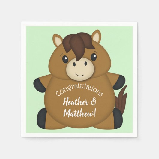 馬の赤ちゃんシャワー スタンダードカクテルナプキン (正面)