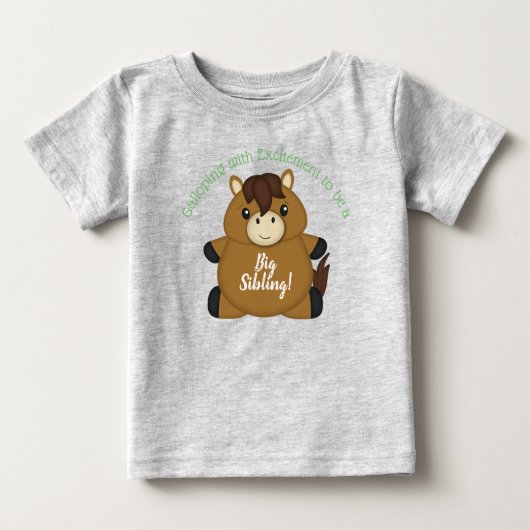 馬の赤ちゃんシャワー ベビーTシャツ (正面)