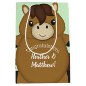 馬の赤ちゃんシャワー ミディアムペーパーバッグ (正面)