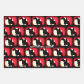 馬の赤と黒のカウボーイ ラッピングペーパーシート (正面)