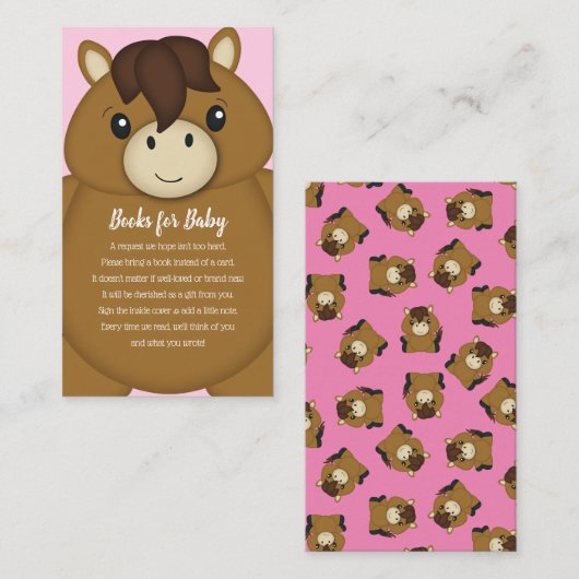 馬の赤ん坊のシャワーの本 エンクロージャーカード (正面/裏面)