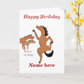 馬の踊り誕生日カード、名前の先頭を追加。 カード (黄色い花)