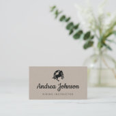 馬の蹄鉄 灰色のクラフト紙 ライディングインストラクター 名刺 (スタンド正面)