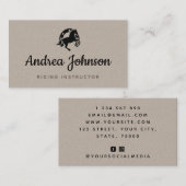 馬の蹄鉄 灰色のクラフト紙 ライディングインストラクター 名刺 (正面/裏面)