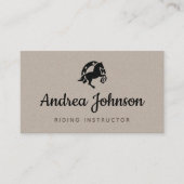 馬の蹄鉄 灰色のクラフト紙 ライディングインストラクター 名刺 (正面)