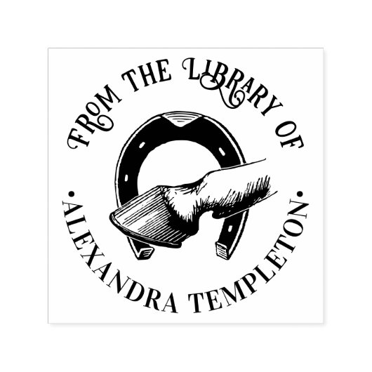 馬の蹄 馬蹄図書館の本の名前 セルフインキングスタンプ (デザイン)