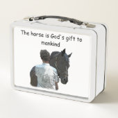 馬の軽金属製の弁当箱を持つ男 メタルランチボックス (裏面)