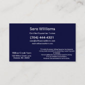 馬の農場の乗馬のトレーナーの乗馬 名刺 (裏面)