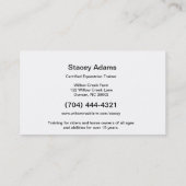 馬の農場の乗馬のトレーナーの乗馬 名刺 (裏面)