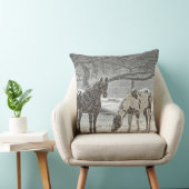 馬の農場牧場乗車は西部のウマ科のなペットを遊ばします クッション (椅子)