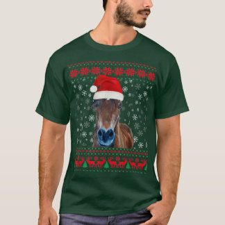 馬の醜いクリスマスセーター恋人 Tシャツ