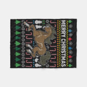 馬の醜いクリスマスセーター野生生物シリーズ フリースブランケット (正面(横))