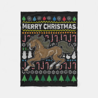馬の醜いクリスマスセーター野生生物シリーズ フリースブランケット