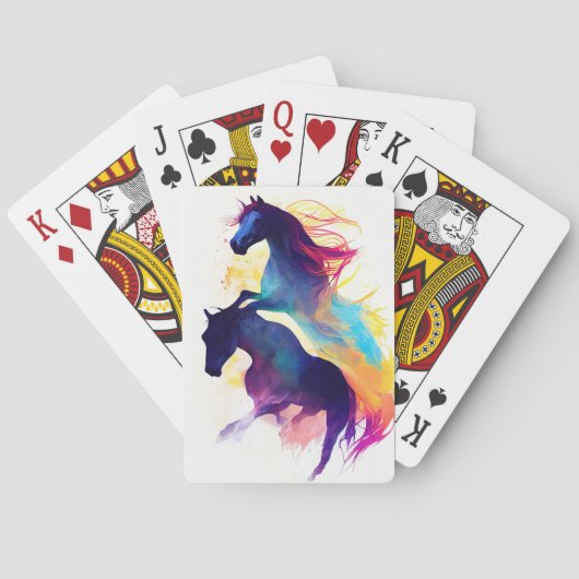 馬の野生の自然動物の色アト絵画ル トランプ (裏面)