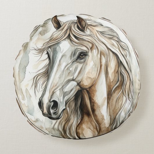 馬の野生の飼い慣らし時代の無いコレクション ラウンドクッション (正面)