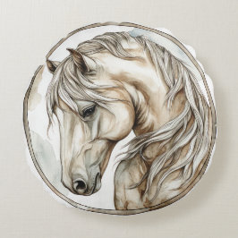 馬の野生の飼い慣らし時代の無いコレクション ラウンドクッション