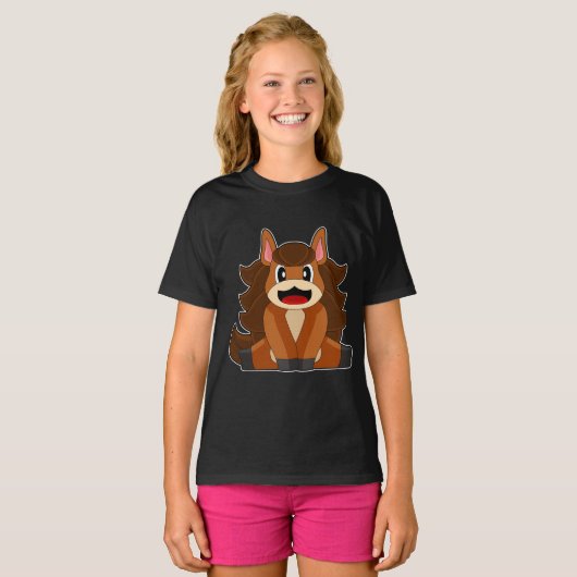 馬の長毛 Tシャツ (正面フル)