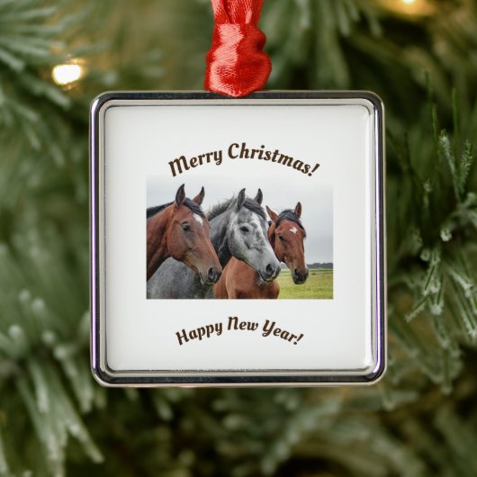  馬の陶器オーナメント 馬好き クリスマス  メタルオーナメント (ツリー)