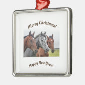  馬の陶器オーナメント 馬好き クリスマス  メタルオーナメント (左)
