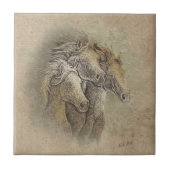 馬の陶芸瓦 タイル (正面)