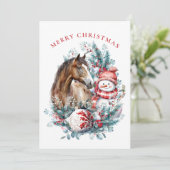 馬の雪だるま クリスマス 水彩画 エレガント (スタンド正面)