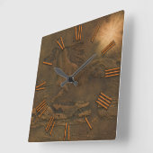 馬の革の効フェイク果 スクエア壁時計 (傾斜)