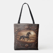 馬の革走の彫刻 トートバッグ (裏面)