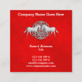 馬の頂上のフェイクで赤いスエードのケルト結び目模様の馬 スクエア名刺 (正面)