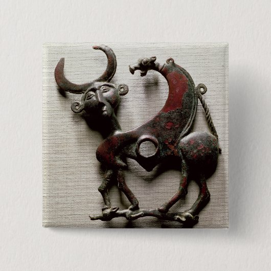 馬の頬の部分は人間の形でかみました 缶バッジ (正面)