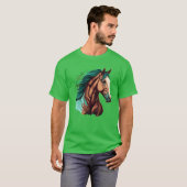 馬の頭の傑作アート作品 フレンド Tシャツ (正面フル)