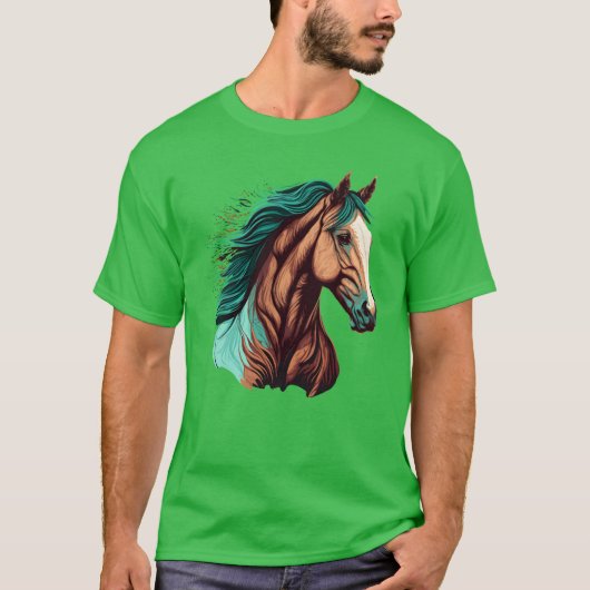 馬の頭の傑作アート作品 フレンド Tシャツ (正面)