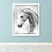 馬の頭の炭筆画 馬の絵 キャンバスプリント (インサイチュ (ウッドフロア))