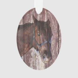 馬の頭の茶色の目は私を見る オーナメント