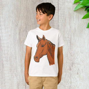 馬の頭の茶色の農場動物 Tシャツ