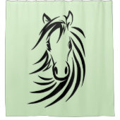 馬の頭をグリーン シャワーカーテン (正面)
