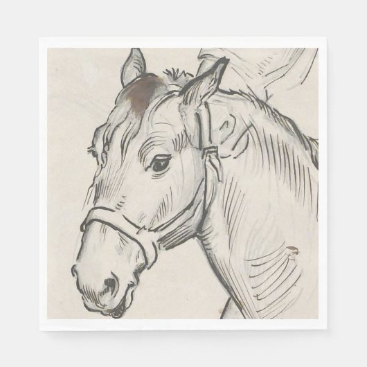 馬の頭(Alfred Dehodencq著) スタンダードランチョンナプキン (正面)