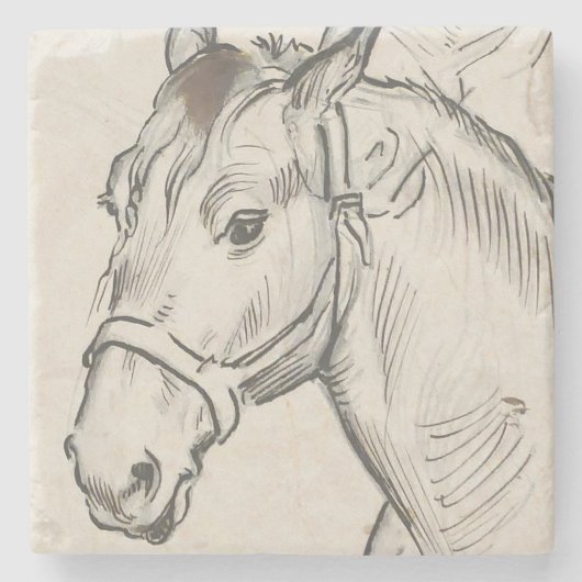 馬の頭（Alfred Dehodencq著） ストーンコースター (正面)