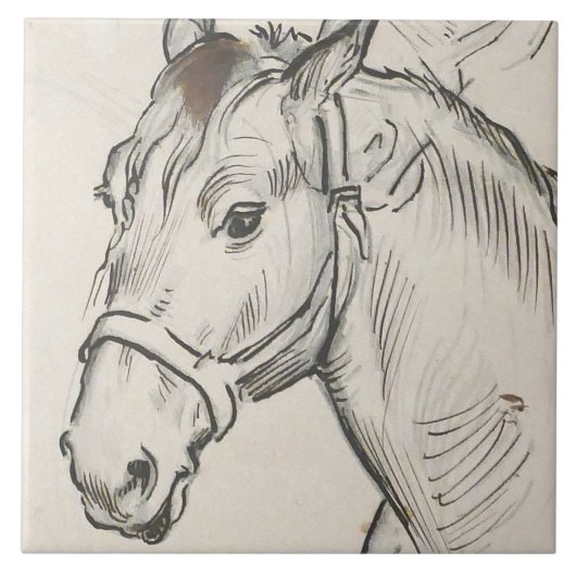 馬の頭（Alfred Dehodencq著） タイル (正面)