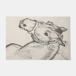 馬の頭（Alfred Dehodencq著） ドアマット