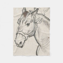 馬の頭（Alfred Dehodencq著） フリースブランケット