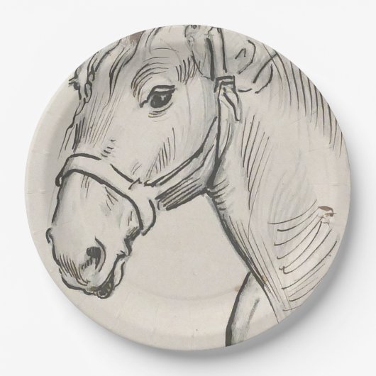 馬の頭（Alfred Dehodencq著） ペーパープレート (正面)