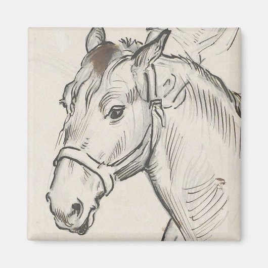 馬の頭（Alfred Dehodencq著） マグネット (正面)