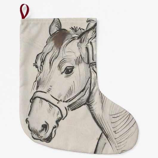 馬の頭(Alfred Dehodencq著) ラージクリスマスストッキング (正面)