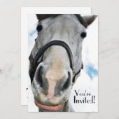 馬の顔おもしろい(パーティーまたは馬術イベント) 招待状 (正面/裏面)